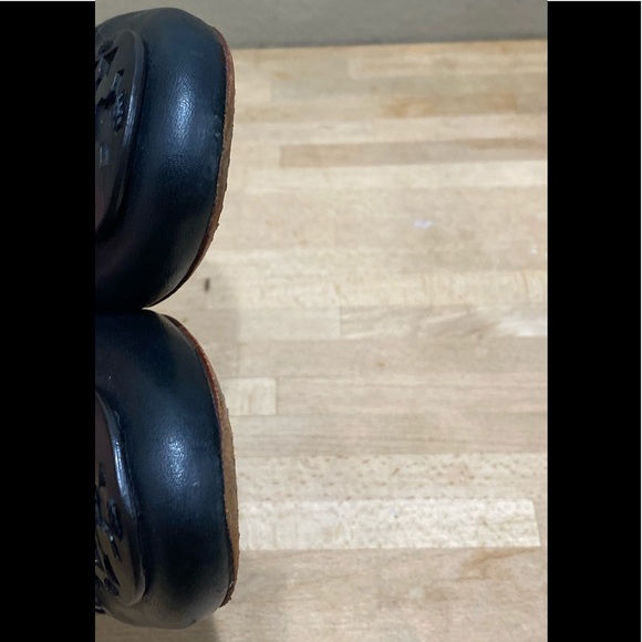 Tory Burch Minnie Travel Black Leather Flats Size 6 M Big Logo Ballet Slip On - Picture 4 of 13